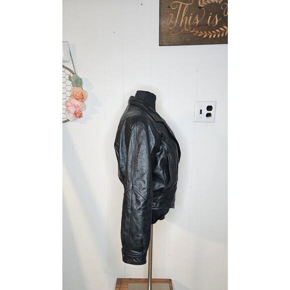 vintage Leather Bomber Jacket Black Previously Owned By Ohio Guitarist‎ Musician - Picture 4 of 16